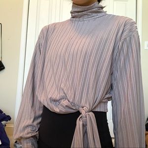 Tie cropped turtle neck